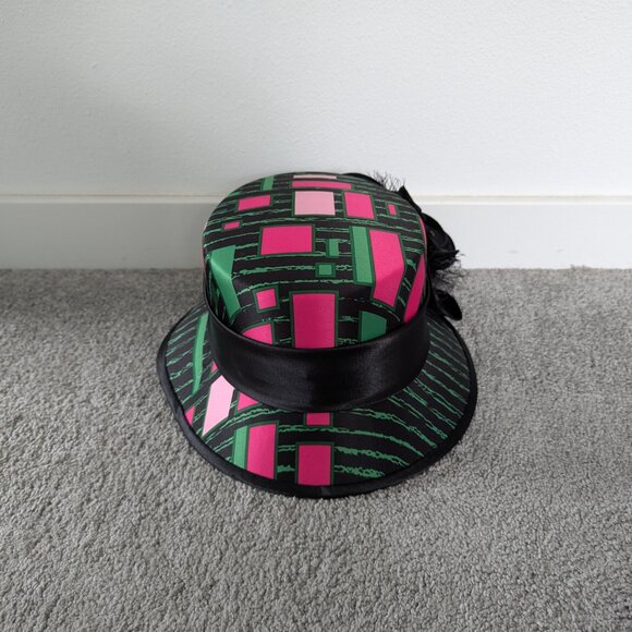 Giovanna Signature Green, Pink & Black with Large Studded Floral Church Hat main image 4